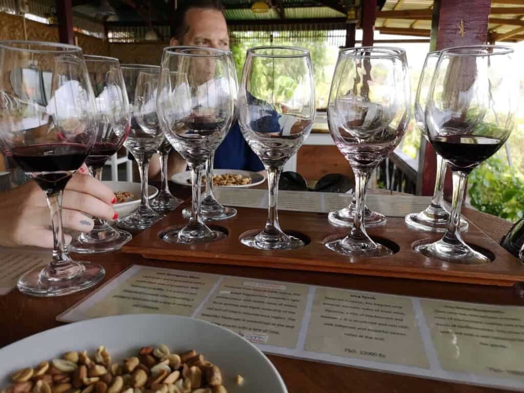 Enjoying a wine tasting in Myanmar